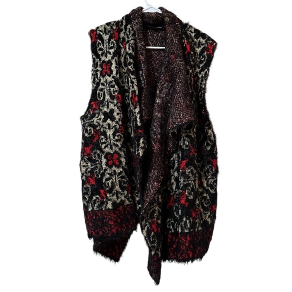 Black Rivet Women Size XL Sleeveless Cardigan Sweater Artsy Winter Holiday City